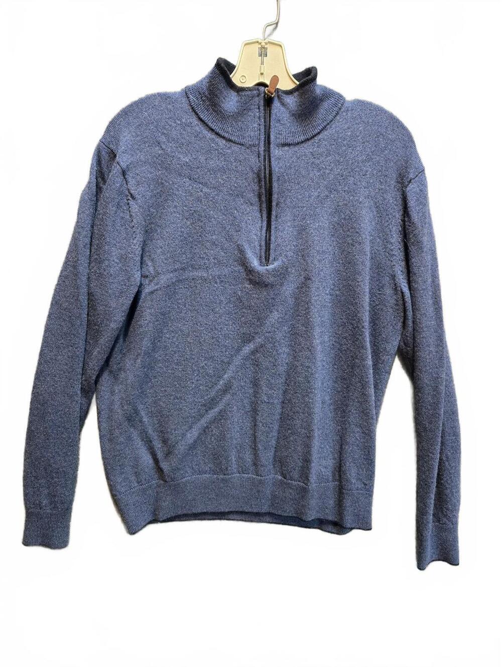 Kirkland Signature Men's Quarter Zip Mock Neck Pullover Sweater Heather Blue MD
